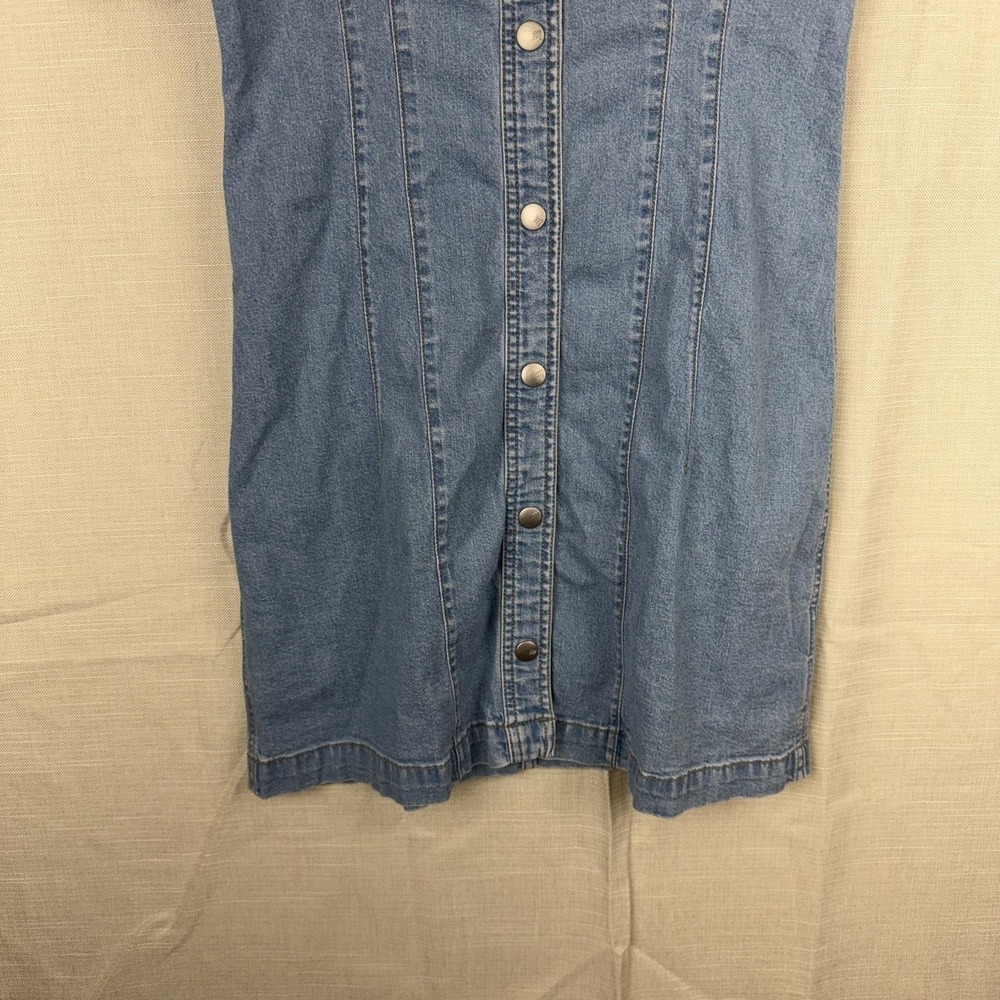 Madewell Dress Womens 2 Blue Denim Short Sleeve Snap Front Shirt Mini Stretch - Picture 4 of 16